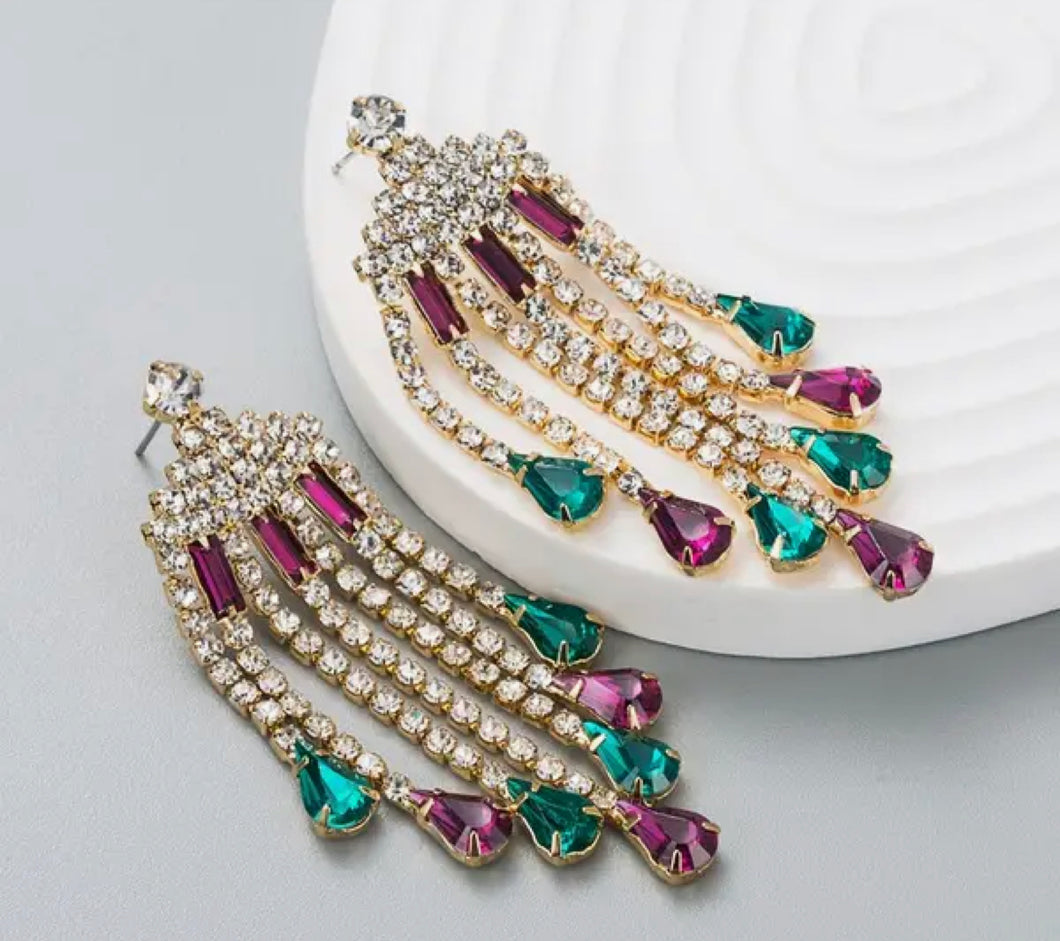 Rhinestone Raindrops Earrings (2 colors available)