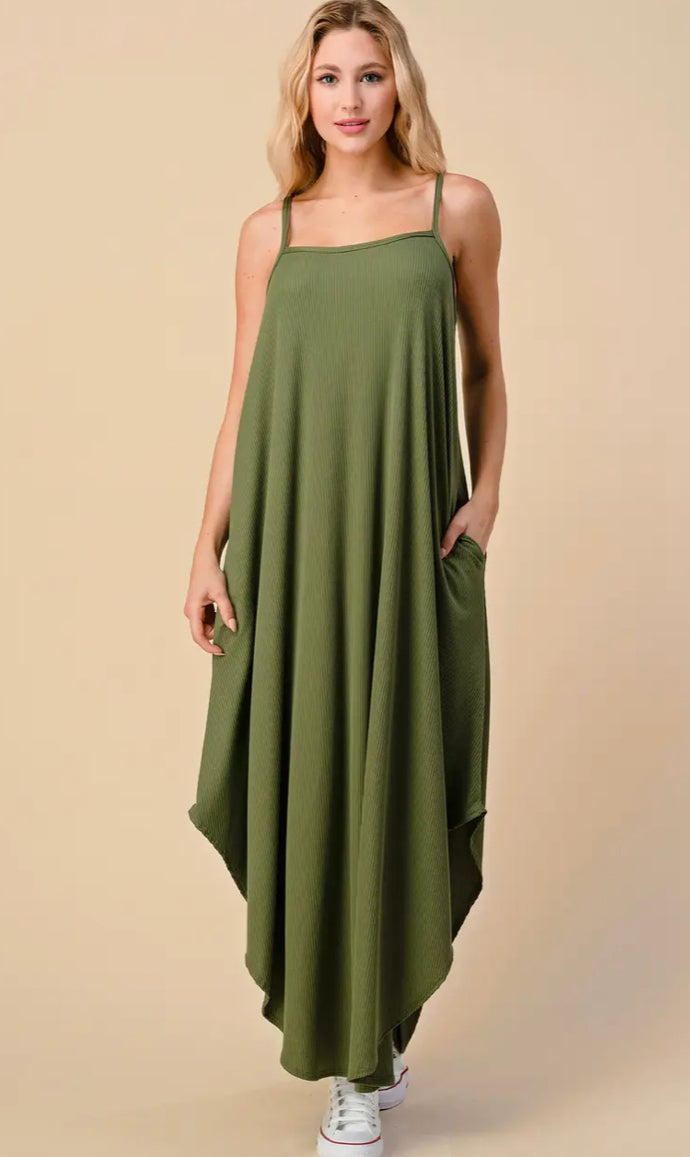 Comfy in Olive Pocketed Maxi Dress
