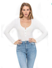 Load image into Gallery viewer, Ribbed Henley Long Sleeve Bodysuit
