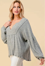 Load image into Gallery viewer, Gorgeous in Grey Deep-V Sweater
