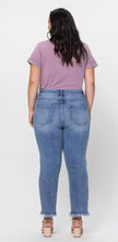 Load image into Gallery viewer, High Rise Distressed Raw Hem Jean (Curvy Collection)
