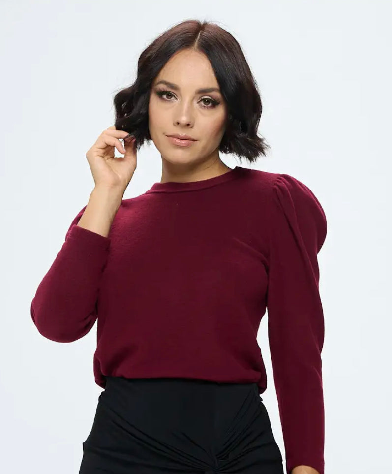 Brushed Burgundy Top (available in Curvy collection)