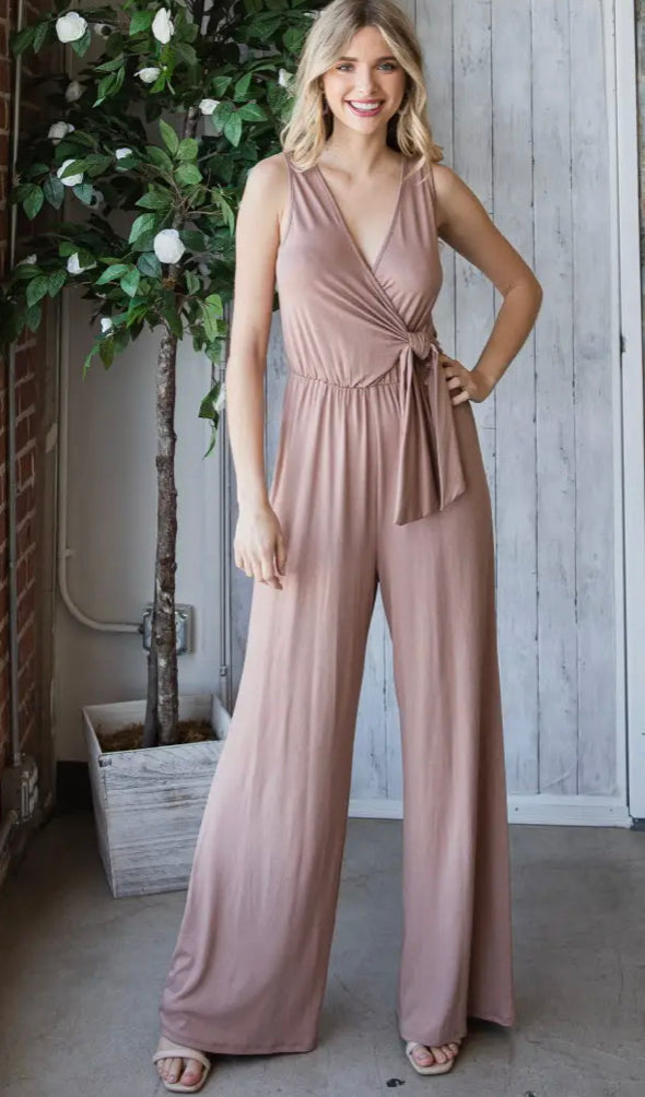 Just Chillin' Tie Front Jumpsuit (3 colors available)