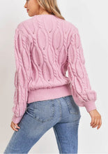 Load image into Gallery viewer, Preppy in Pearls Cable Knit Sweater
