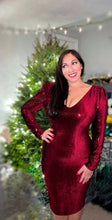 Load image into Gallery viewer, Rockin’ Ruby Red Sequin Dress
