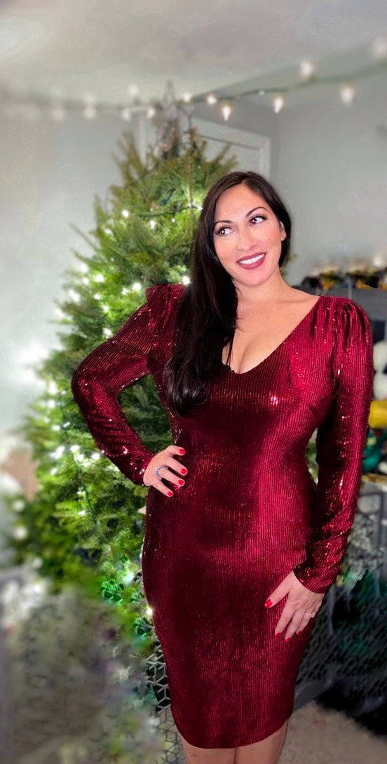 Rockin’ Ruby Red Sequin Dress M