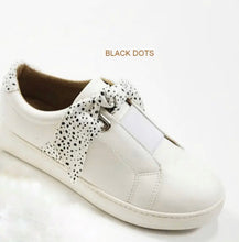 Load image into Gallery viewer, Lettie Black Dotted Bow-Tie Slip-On Sneakers
