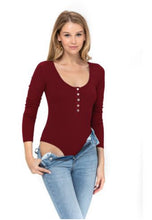 Load image into Gallery viewer, Ribbed Henley Long Sleeve Bodysuit

