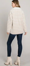 Load image into Gallery viewer, Cream Gingham Sherpa Collar Jacket
