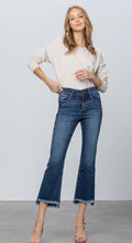 Load image into Gallery viewer, High Rise Frayed Hem Crop Flare Jeans
