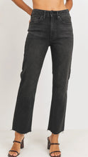 Load image into Gallery viewer, Cut-Off Black Wash Straight Leg Jean
