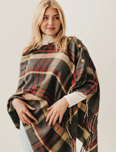 Load image into Gallery viewer, 3 in 1 Cozy Red Plaid Button Wrap

