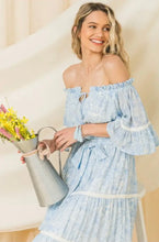 Load image into Gallery viewer, Boho Blue Tiered Midi Dress
