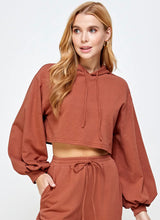 Load image into Gallery viewer, Pretty in Puff Sleeve Crop Hoodie
