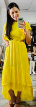 Load image into Gallery viewer, Lemon drop Cut-out Hi Lo Dress
