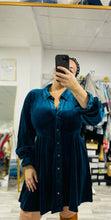 Load image into Gallery viewer, ’Twas the Night in Teal Velvet Dress
