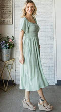 Load image into Gallery viewer, Springin’ in Sage Smocked Midi Dress (available in Curvy collection)
