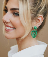 Load image into Gallery viewer, Emerald Moon Rattan Earrings
