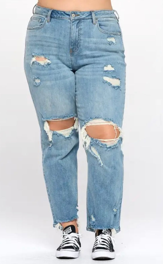 Distressed Boyfriend Jeans (Curvy Collection)