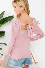 Load image into Gallery viewer, Pink Rose Puff Sleeve Sweater
