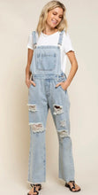 Load image into Gallery viewer, Monday Blues Destructive Denim Overalls
