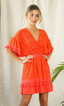 Load image into Gallery viewer, Vibrant Coral Scalloped Lace Dress
