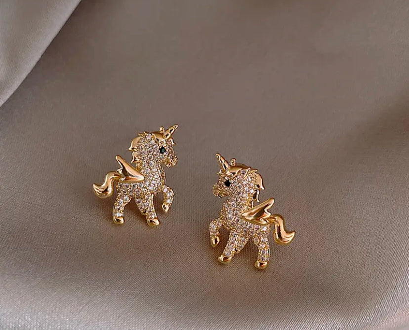 Mini Unicorn Sterling Silver Swarovski Earrings