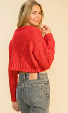 Load image into Gallery viewer, Red Confetti Crop Cable Sweater
