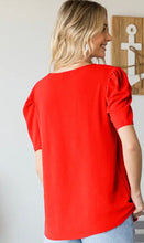 Load image into Gallery viewer, Ready in Red Puff Sleeve Top
