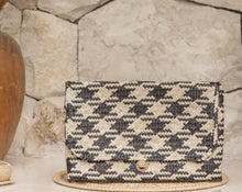 Load image into Gallery viewer, Houndstooth Rattan Clutch (Sustainable)
