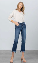 Load image into Gallery viewer, High Rise Frayed Hem Crop Flare Jeans
