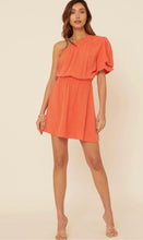 Load image into Gallery viewer, Chic in Coral One Shoulder Pocketed Dress
