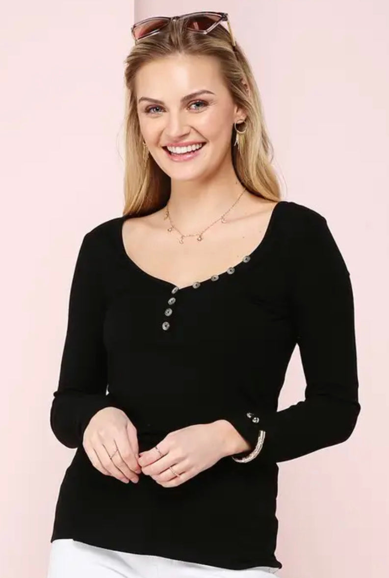 Essential Henley Top (curvy collection)