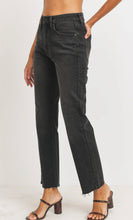 Load image into Gallery viewer, Cut-Off Black Wash Straight Leg Jean
