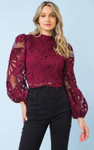 Load image into Gallery viewer, Cranberry Bliss Lace Crop Top
