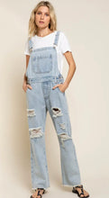 Load image into Gallery viewer, Monday Blues Destructive Denim Overalls
