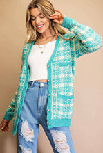Load image into Gallery viewer, Turquoise Houndstooth Cardigan
