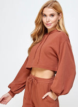 Load image into Gallery viewer, Pretty in Puff Sleeve Crop Hoodie
