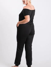 Load image into Gallery viewer, Pardon my French Terry Off Shoulder Jumpsuit (Curvy Collection)
