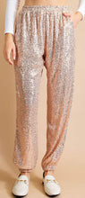 Load image into Gallery viewer, Happy Go Dazzingly Rose Gold Sequin Joggers
