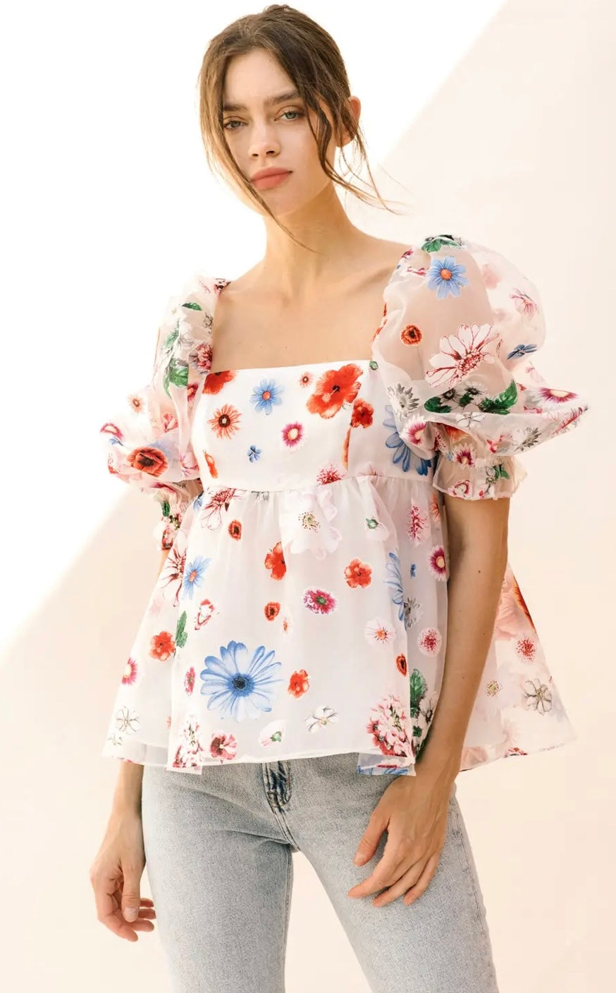 Etched in Floral Babydoll Top