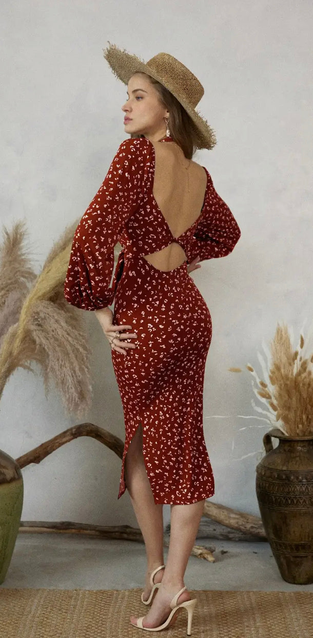 rust cut out dress Dare to Wear Rust Cut-Out Dress