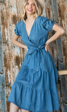 Load image into Gallery viewer, Lovin’ the Blues Chambray Tiered Dress
