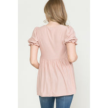 Load image into Gallery viewer, Be My Babydoll Puff Sleeve Dotted Top
